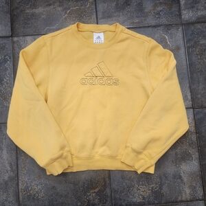 Vintage Y2K Adidas Men's Medium Yellow Embroidered Spellout Crewneck Sweatshirt